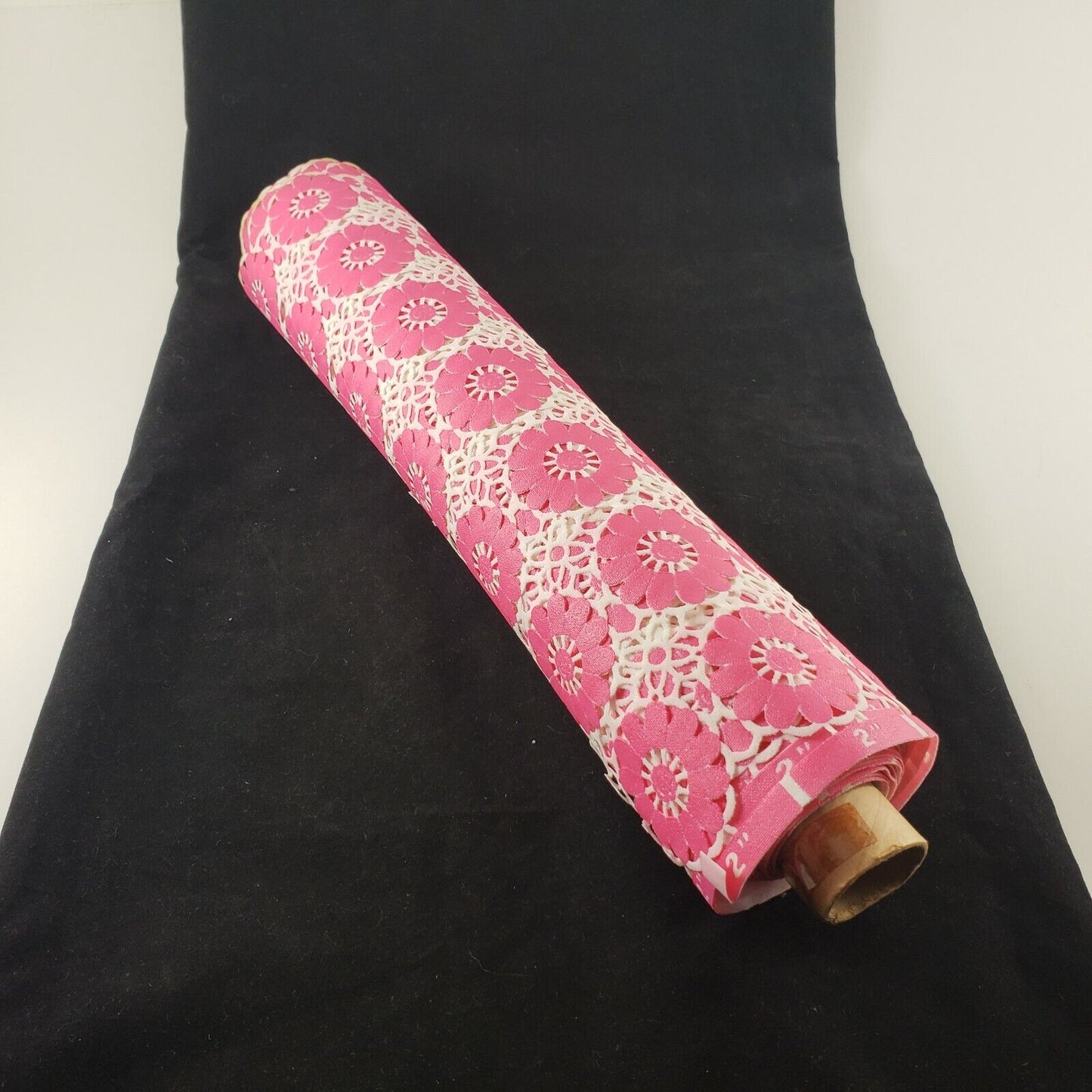 13 ft Roll Vintage Flower Power Pink Hippie Love Vinyl Shelf Liner Table Runner