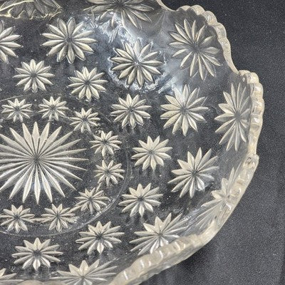 Westmoreland Glass Bowl Star Pattern EAPG Round 9.5" Scalloped Vtg Centerpiece