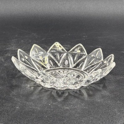 Federal Clear Glass Sunburst Petal Floral Sunflower Trinket Bowl 5.75" 1950s