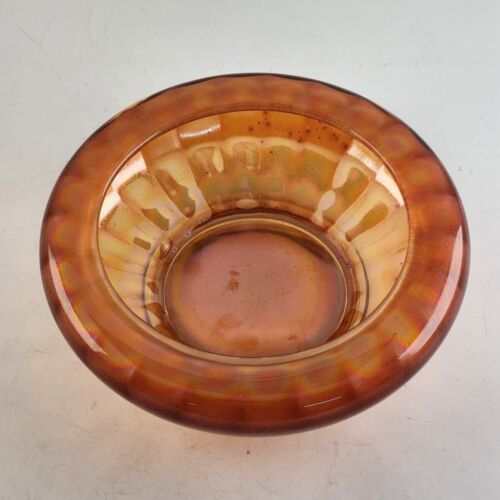 Imperial Glass Footed Bowl Carnival Marigold Wide Panel Rolled Top Vintage