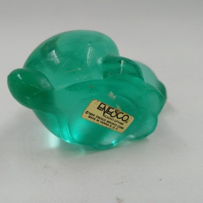 Enesco Art Glass Bunny Rabbit Figurine Paperweight Spring Green Cotton Tail 3.5"
