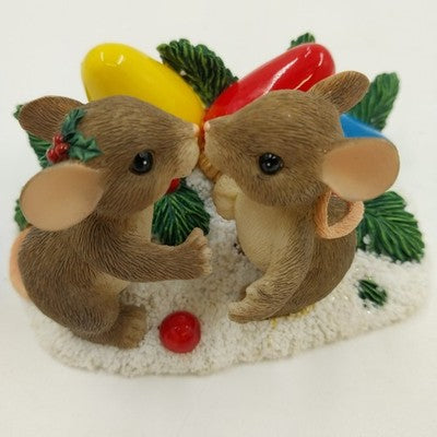 Charming Tails KISS-MAS LIGHTS Figurine 2.25" by Fitz & Floyd 87/205 Collectable