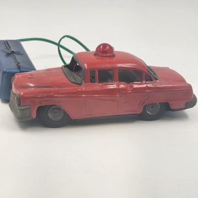 Metal Toy Police Car Red Light Electric Cable Controlled Not Working Japan 1955