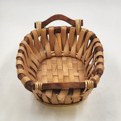 Oval Basket with Wooden Handles 12"x9" LaVeeda Hand Woven Rattan Wicker