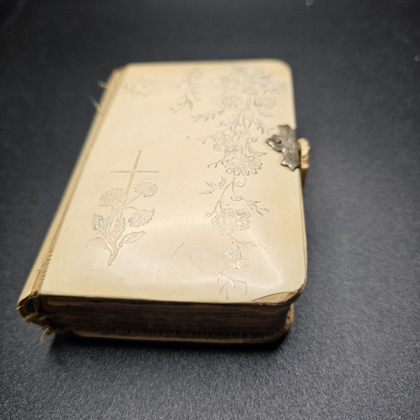 2 Antique 1899 Miniature Prayer Books Holy German Leather Catholic Christian