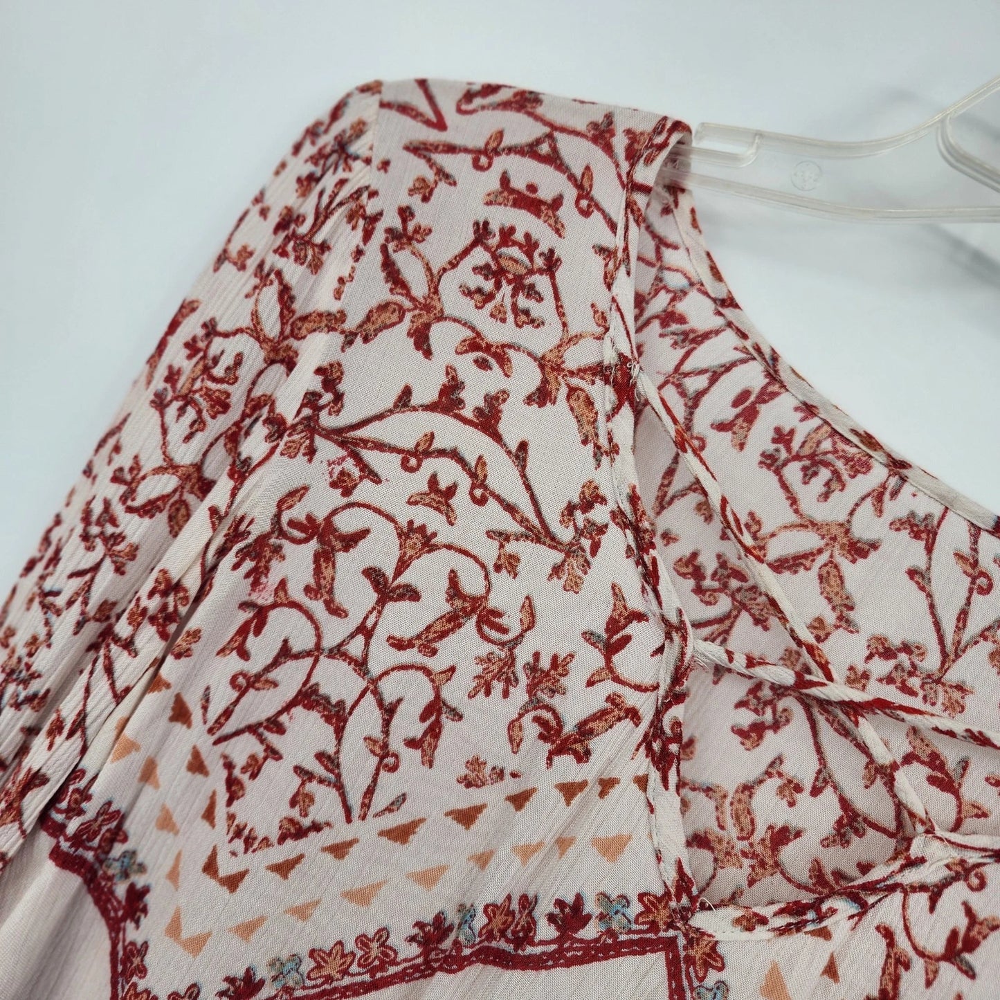 Women's Boho Embroidered Crop Top Medium White Floral Blouse
