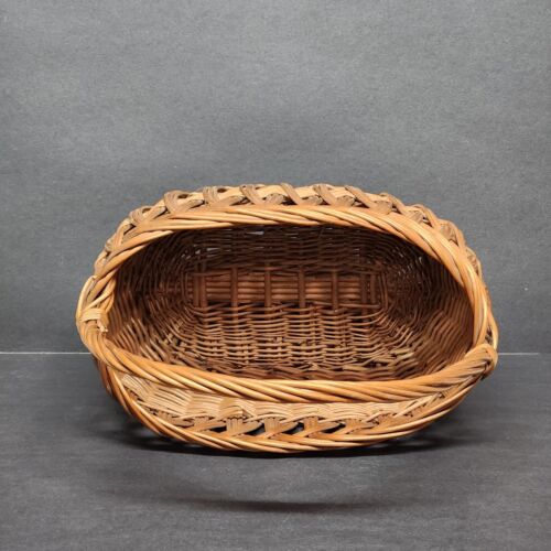 Unbranded Brown Woven Straw Wicker Market Basket French Style Vintage w Handle