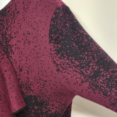 Kasper Women's Long Sleeve Cardigan Wine Purple Black Sweater Open Front Medium