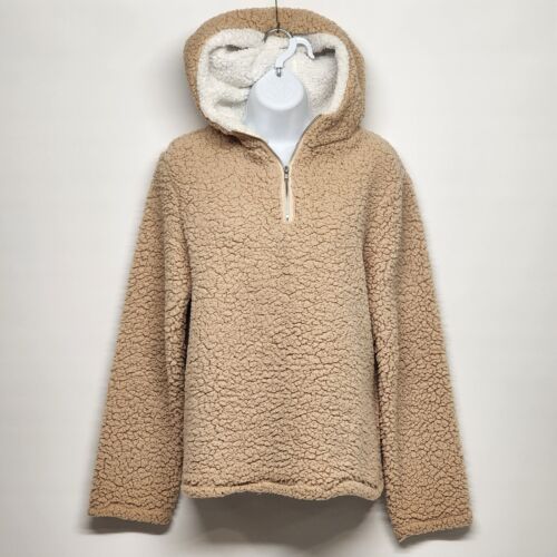 Coeur de Vague Beige Khaki Women XL Coat ¼ Zip LS Pullover Polycotton 20" Chest