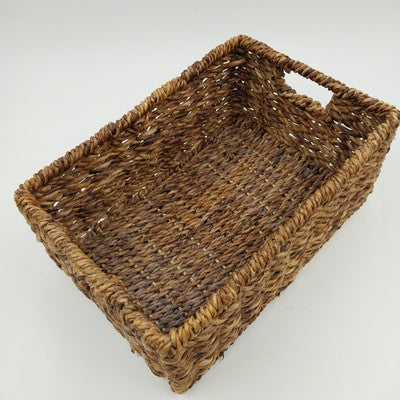 Water Hyacinth Woven Storage Basket Medium 12" w/ Metal Frame Organizer