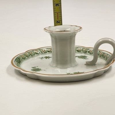 Vintage Haviland Limoges Bonneval Chamber Candlestick Holder – 2.5" Porcelain with Leaves & Berries Pattern, French Candle Holder