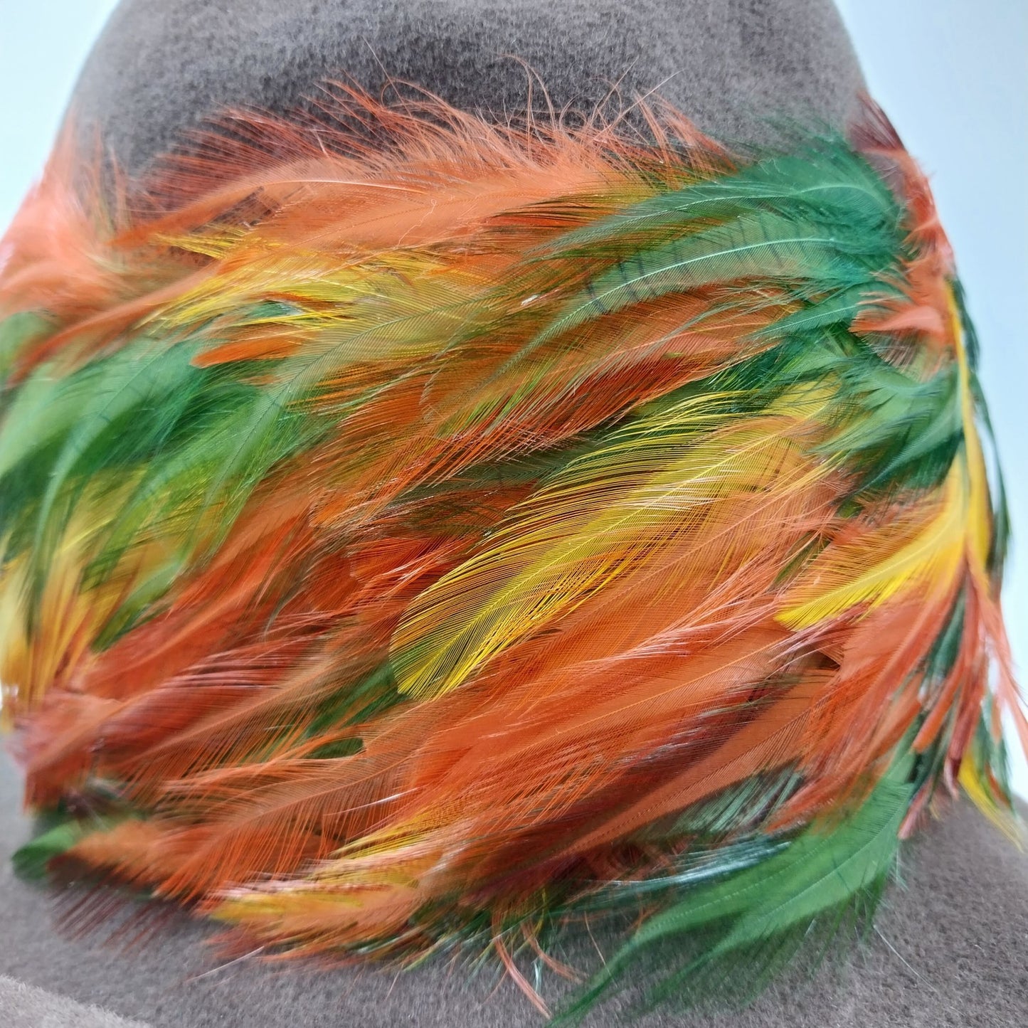 Mr Josephs Original Brown Fedora Felt Coche Hat w Multicolor Feathers New York