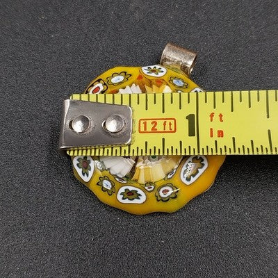 Murano Glass Round Pendant Colorful Millefiori Art Glass Jewelry No Chain