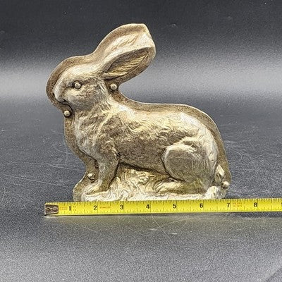 Easter Bunny Rabbit Decor Figurine Faux Silver Metal Chocolate Candy Mold