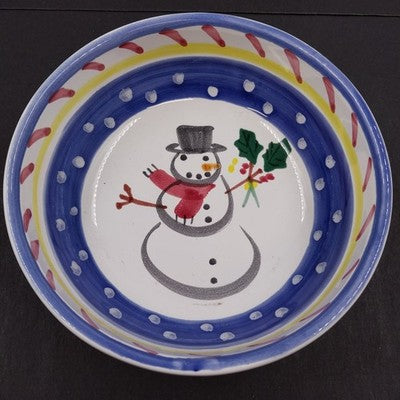 Soup Cereal Bowl Present Tense Snowman Italy Home Artsy Christmas 5.75 Pottery
