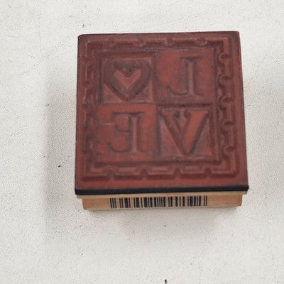 4 Wood Rubber Hand Stamps Love Theme Dog Footprint Flower Heart USA