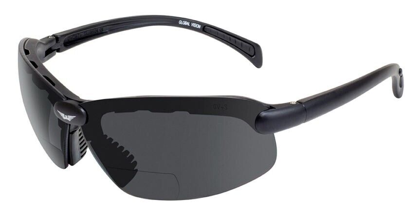 Global Vision C-2 Bifocal Safety Glasses 1.5 Diopter Clear AND Smoke Lens Z87.1