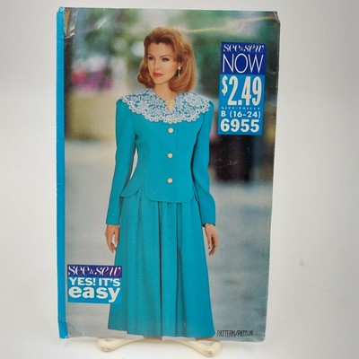 Butterick See & Sew 6955 Vtg Sewing Pattern 1993 Misses Top Skirt Uncut B 16-24