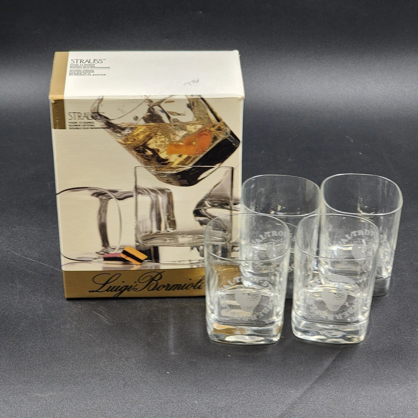 Luigi Bormioli Strauss Double Old Fashioned Glasses 12oz Clear Crystal Strawberry Fest