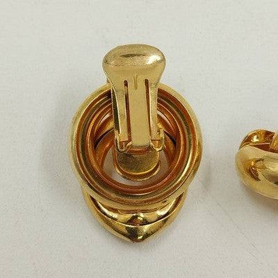 Gold Tone Knotted Clip-On Earrings Vintage Bold Statement Retro Jewelry Loops