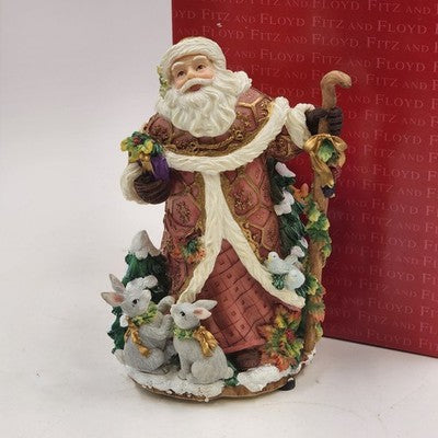 Fitz and Floyd Snowy Santa Woods Music Figurine 19/1239 Original Box Christmas