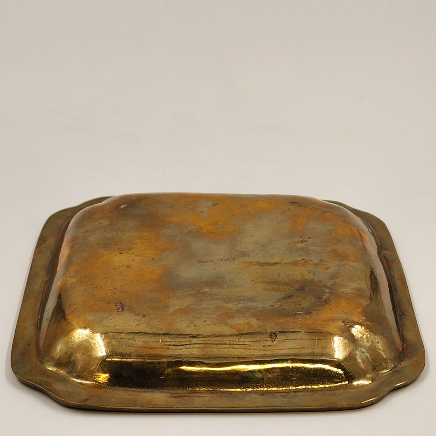 Italian Square Serving Wall Gold Plate Solid Cast Brass 6" with Double Rim Edge