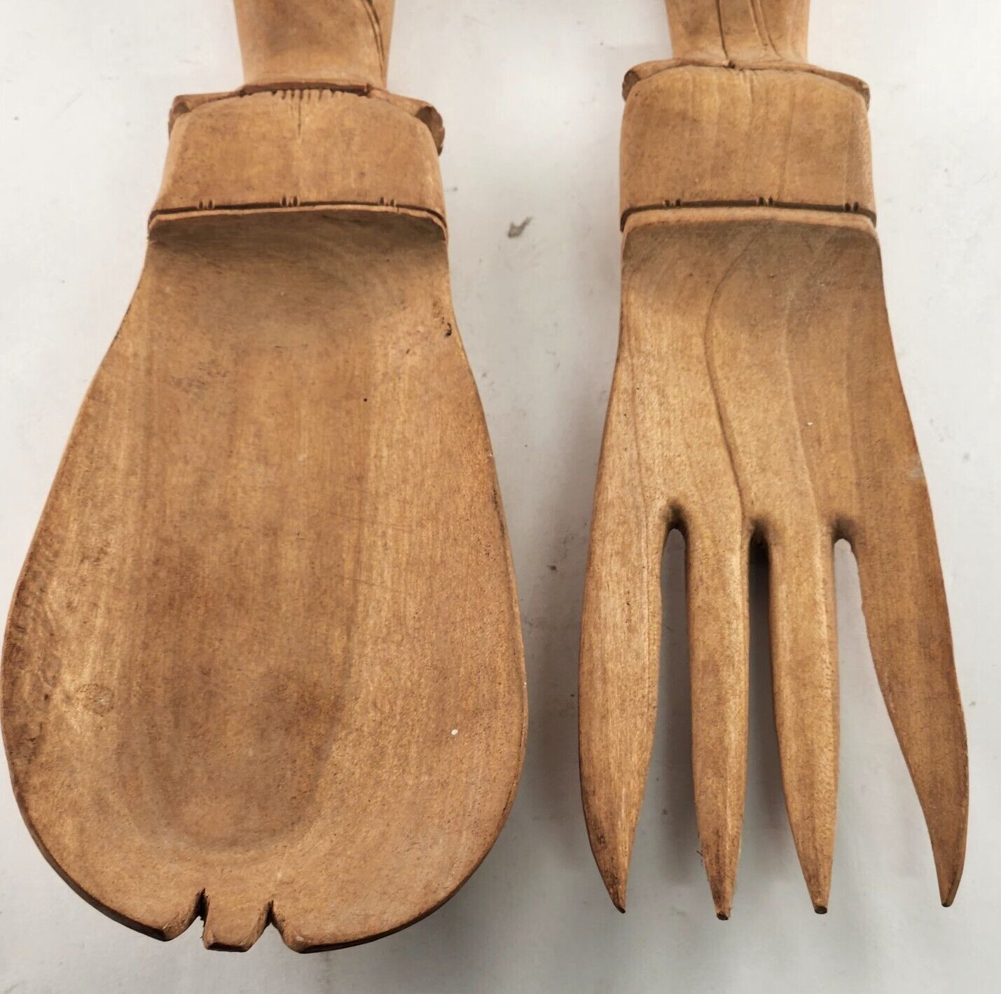 Folk Art Fork Spoon Carved Wood Balinese Sculpture Vintage Indonesia Primitive