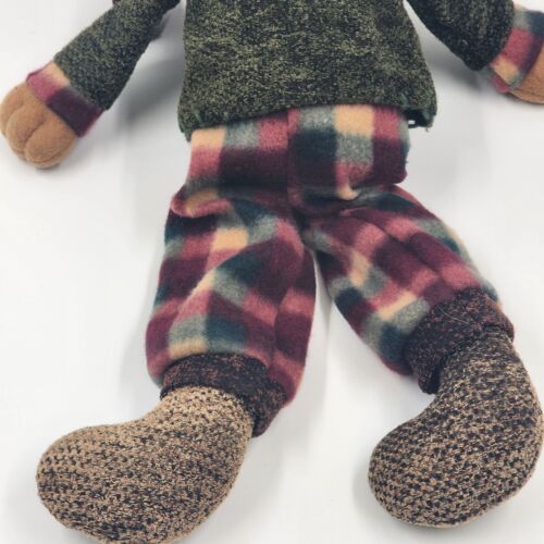 Christmas Plush Well Dressed Moose Shelf Sitter 20" Long Antlers to Hoof No Tags