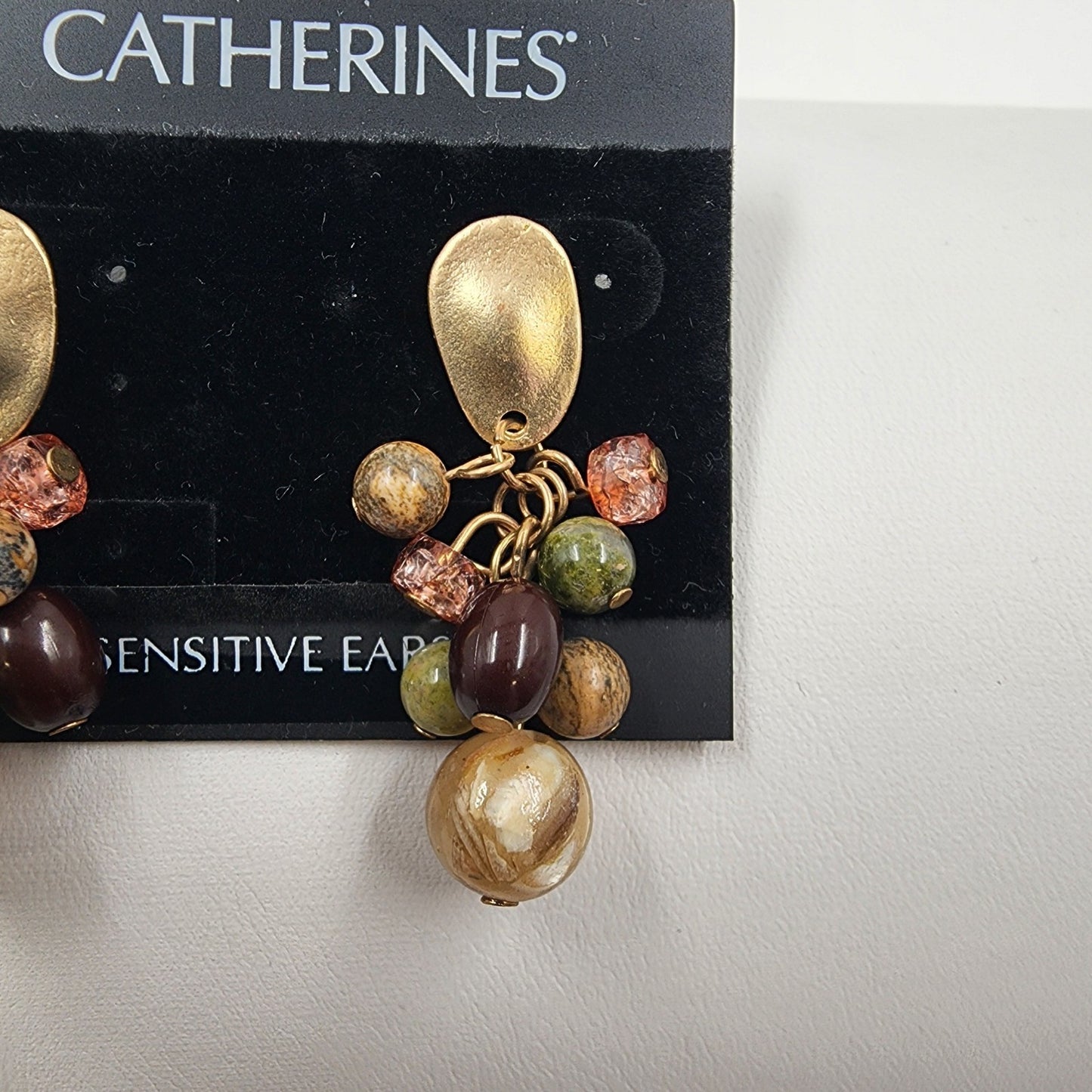 Catherines Gold Tone Multicolor Faux Pearl Beads Dangle Earrings for Pierced Ear