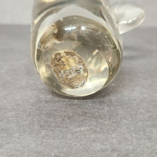 Crystal Clear Elephant Art Glass Figurine Paperweight Trunk Up for Luck Vintage