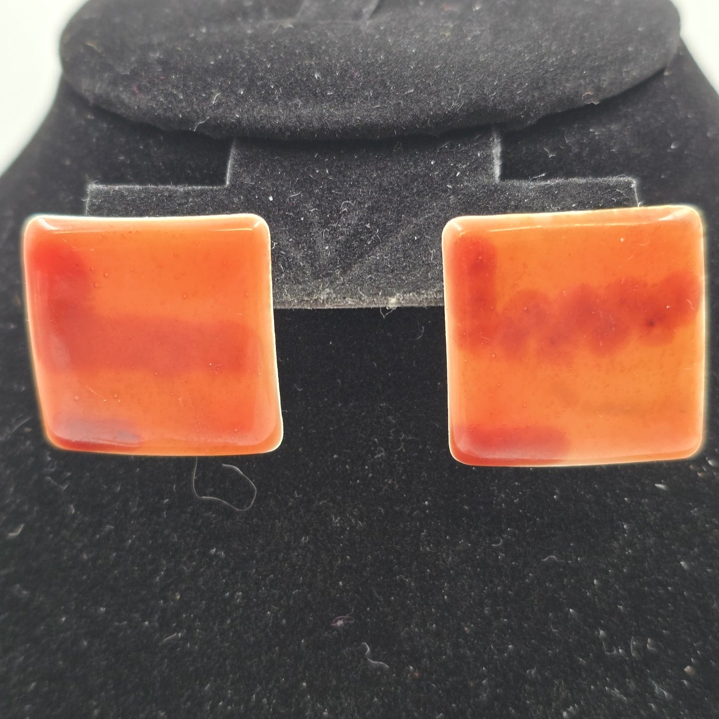 2 Sets Earrings Coral Pink Resin Square Silver Tone Red Oval Plastic Bead Dangle
