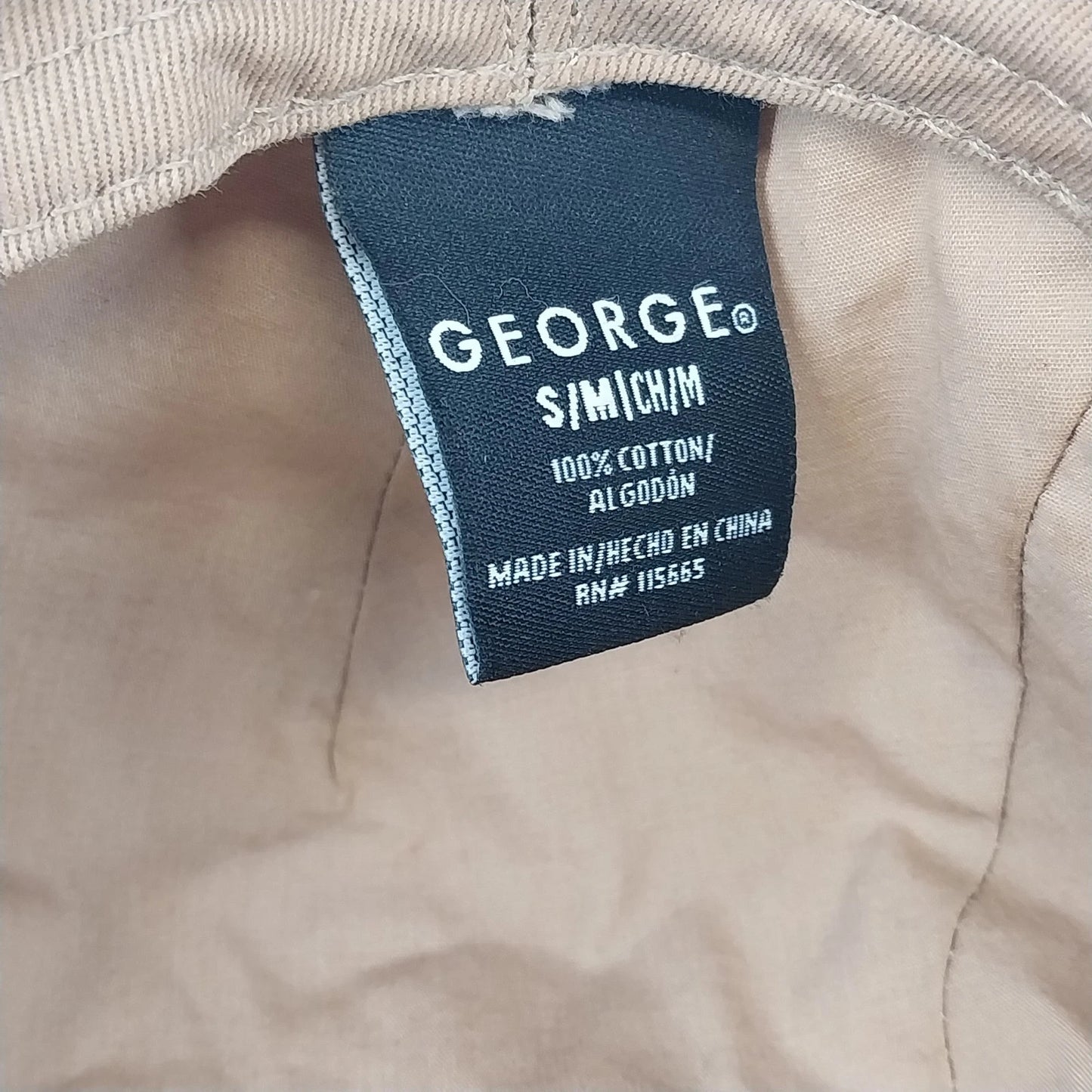 George Tan Canvas Newsboy Cap Flat Driving Hat Multi Panel Mens Small Spot Vtg