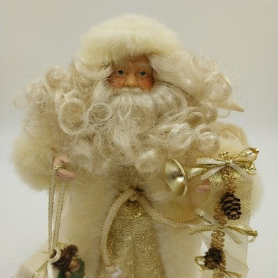 Santa Claus Christmas Tree Topper in White Gold by Holiday Workshop in China 12"