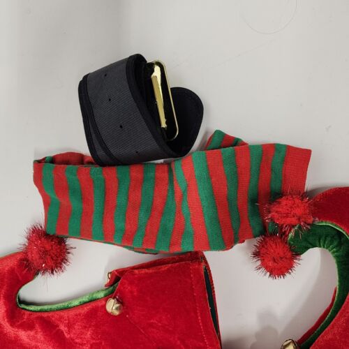 Elf Costume Red Green NEW NO EARS Shirt Pants Belt Boots Hat Child Size 8 - 10