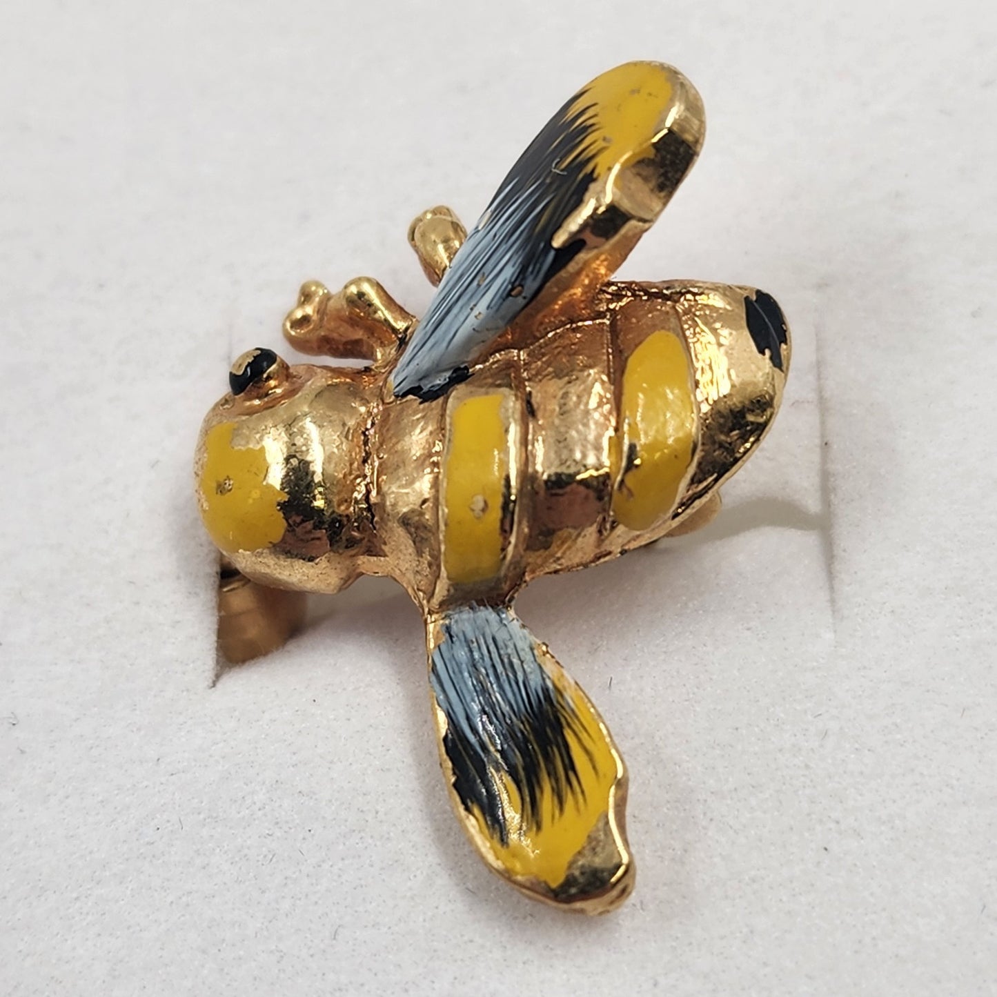 Bumble Bee Brooch Pin Gold & Black Enamel Bug Design Cute Fashion Accessory