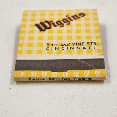 Wiggins Bar Cheerful Drinking Cincinnati Restaurant Matchbook 2" Missing 1 Match