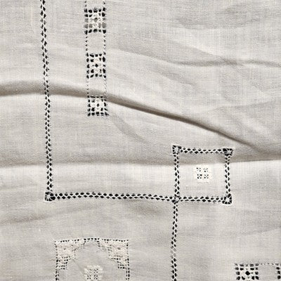 White Tablecloth Cutwork Drawn Thread Hardanger Embroidery Design Square 32"x32"