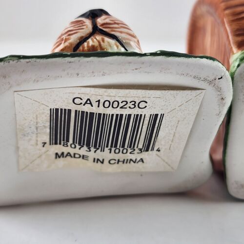 Gkro Ceramic Dog in a Bucket Salt and Pepper Shakers 4" Long Together NOS