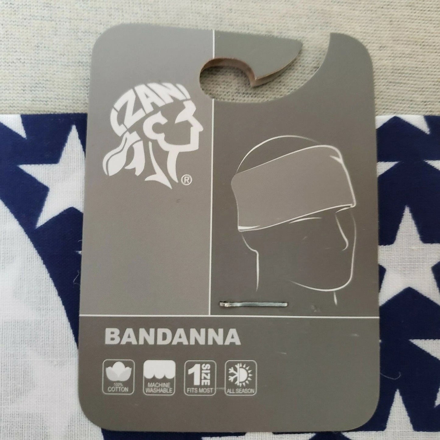 ZANheadgear Bandanna USA Wavy American Flag Cotton 22"x22" One Size NOS