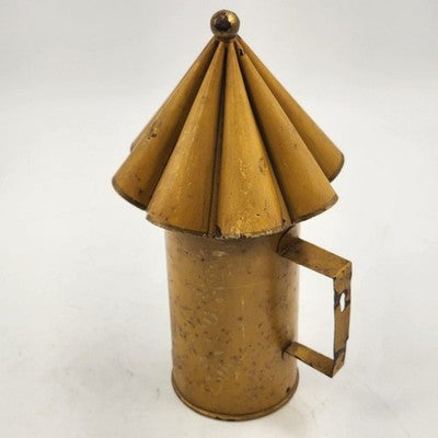 Italian Metal Lantern Taper Holder Vintage Amber Yellow Cone Rustic Candle Lamp