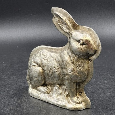 Easter Bunny Rabbit Decor Figurine Faux Silver Metal Chocolate Candy Mold