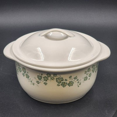 Corning Corelle Callaway 1.5 Qt Casserole Dish w/ Lid Green Ivy Vtg