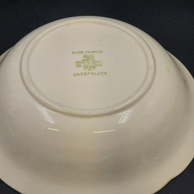 Stetson Pottery Joy Serving Bowl 9" x 2.25" Hand Painted Red Yellow Floral