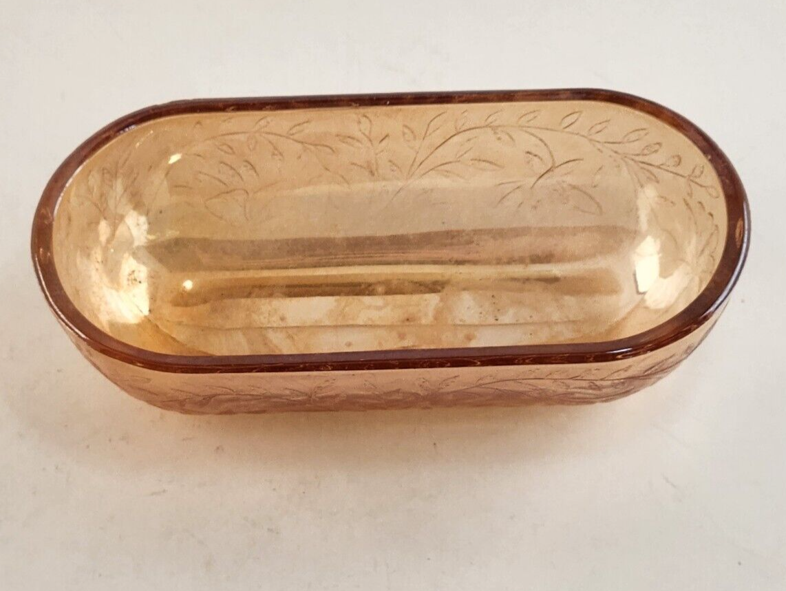 Jeanette Glass Butter Dish Lid ONLY Louisiana Marigold Flora Gold Vintage