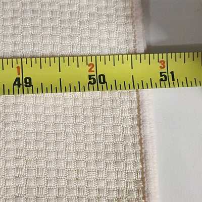Off White Tablecloth w Waffle Woven Weave Motif Overlock Hem 50" x 70" Rectangle