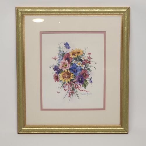 Rose Ribbon Framed And Matted Print by Barbara Mock Wall Art 16"w x 18"h Vintage