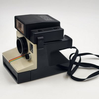 Polaroid Land Camera One Step Focal 600 Flash Rainbow Stripe w Manual Black Case