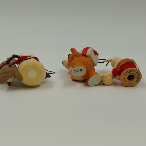 3 Hallmark Keepsake 1986 Ornaments CINNAMON BEAR Snow Buddies POPCORN MOUSE