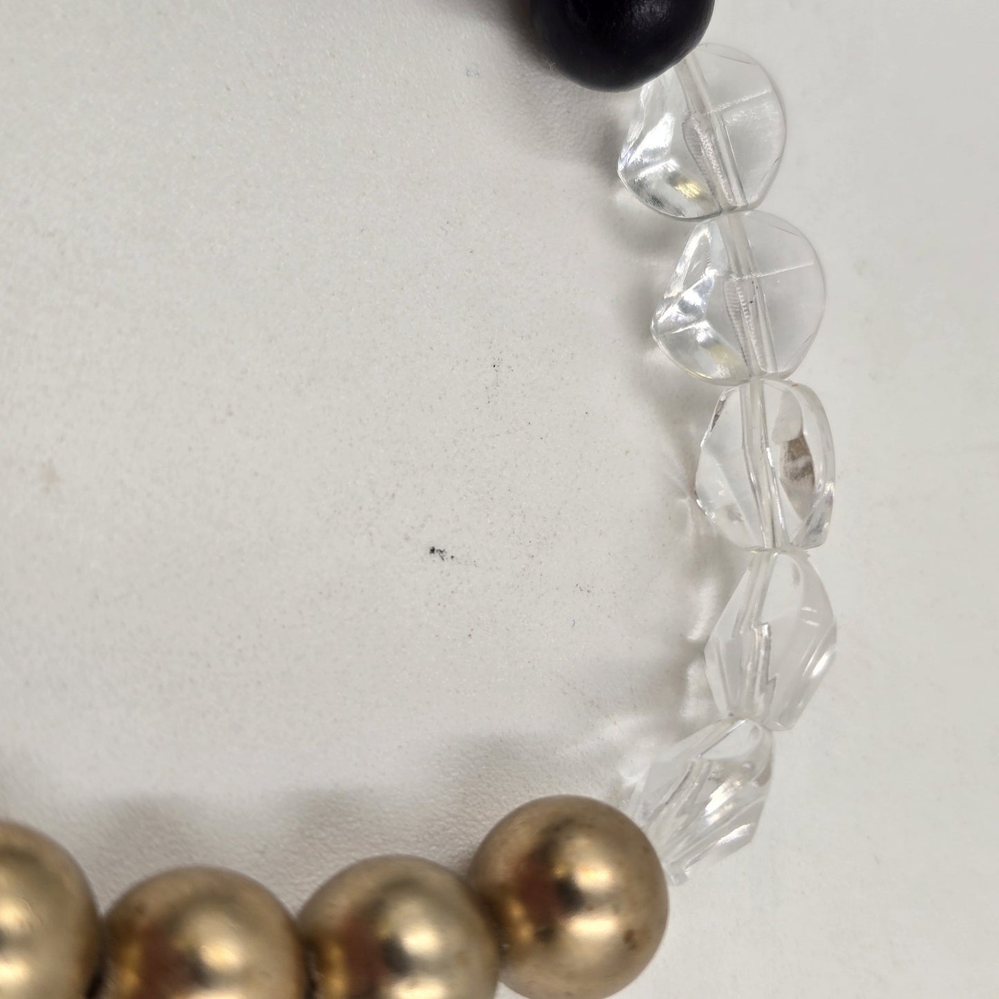 Set of 2 Gold Tone Enamel Multicolor Faux Pearl Elegant Beads Stretch Bracelet