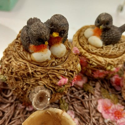 Wong's Polyresin Collectible Miniature Tea Set Bird Nest Teacup & Teapot 5.25"